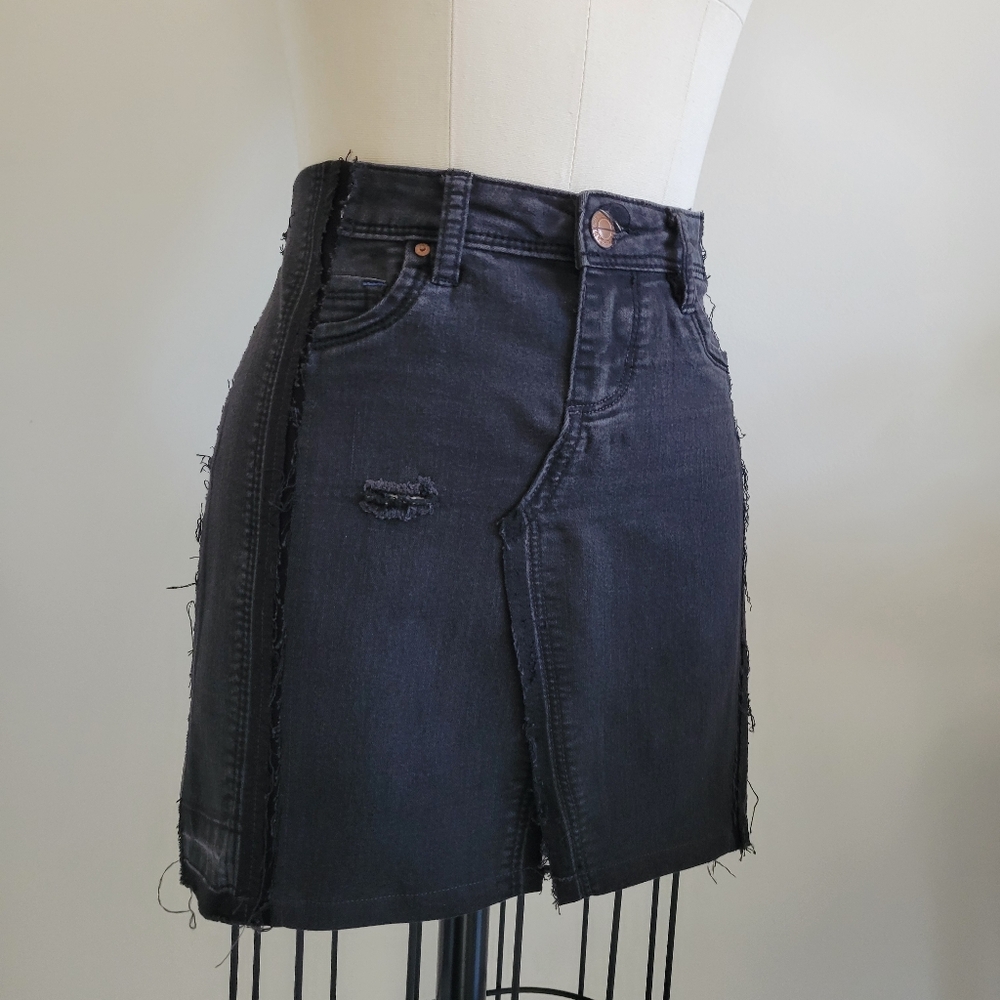 CUSTOM MADE denim skirt with zippered slit in back
